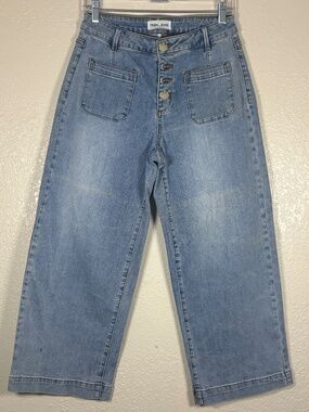 Tribal Jeans Wide Leg Size 4 Light Wash High Rise Button Front NWOT